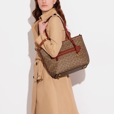 COACH Womens Coated Canvas Signature Taylor Tote Tan Rust CC402-B4NQ4 One  Size 